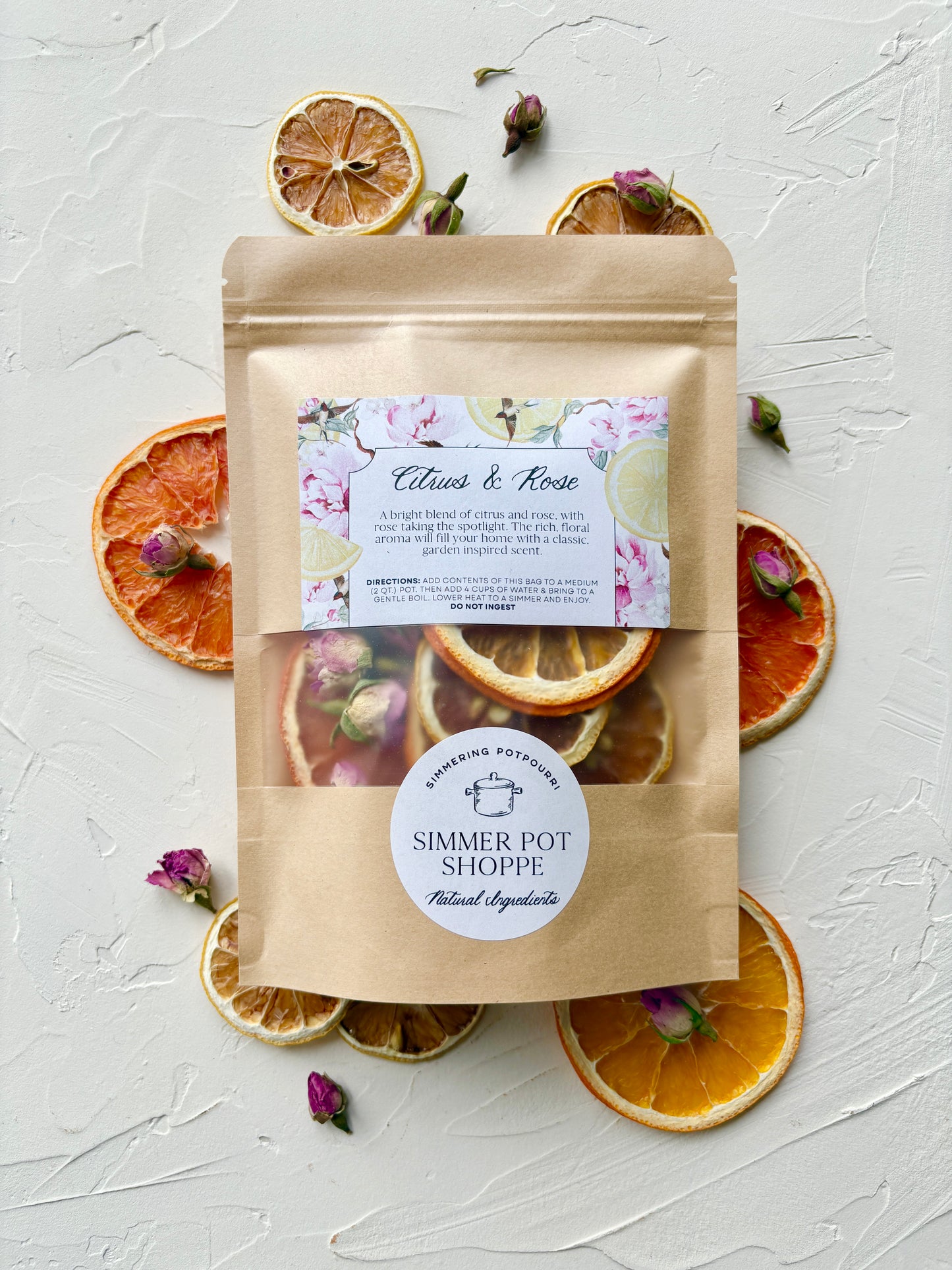 Citrus and Rose, Natural Home Scent Simmer Pot